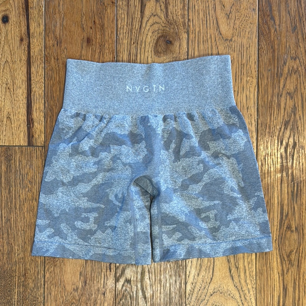 NVGTN Gray Camo Biker Gym Shorts